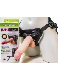 Страпон-унисекс с двумя насадками UNI strap 7  Harness - 19 и 16 см. - LOVETOY (А-Полимер) - купить с доставкой в Липецке