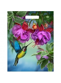 Пакет с принтом в виде колибри в цветах с вырубной ручкой (31х40 см) - Сима-Ленд - купить с доставкой в Липецке