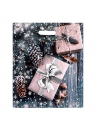 Новогодний пакет с принтом в виде подарков и вырубной ручкой (45х38 см) - Сима-Ленд - купить с доставкой в Липецке