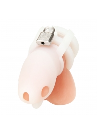 Белая клетка для пениса Silicone Small 2 in Cock Cage With Ball Divider - BlueLine - купить с доставкой в Липецке