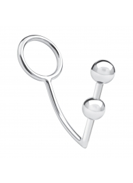 Кольцо на пенис с анальным стимулятором Two Bead Stainless Steel Anal Hook   Cock Ring - BlueLine - в Липецке купить с доставкой