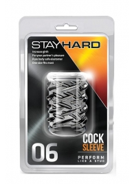 Прозрачная насадка с объёмными чёрточками STAY HARD COCK SLEEVE 06 CLEAR - Blush Novelties - в Липецке купить с доставкой