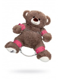 Бондажный набор: бурый мишка с розовыми оковами и наручниками - Pecado - купить с доставкой в Липецке