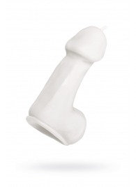 Белая свеча в форме пениса - 47 гр. - Pecado - купить с доставкой в Липецке