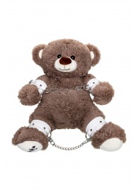 Бондажный набор: бурый мишка с белыми оковами и наручниками - Pecado - купить с доставкой в Липецке