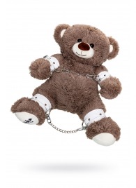 Бондажный набор: бурый мишка с белыми оковами и наручниками - Pecado - купить с доставкой в Липецке