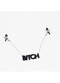 Зажимы на соски с кожаной подвеской Bitch - Crazy Handmade - купить с доставкой в Липецке