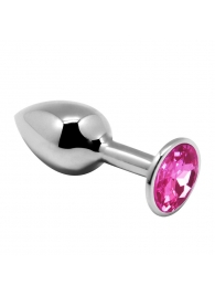 Серебристая анальная втулка Mini Metal Butt Plug Size M с розовым кристаллом - Adrien Lastic в Липецке Серебристая анальная втулка Mini Metal Butt Plug Size M с розовым кристаллом - Adrien Lastic