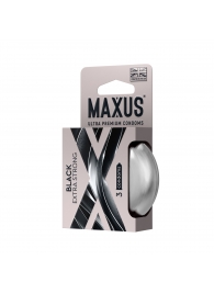 Черные утолщенные презервативы MAXUS Extra Strong с железным кейсом - 3 шт. - Maxus - купить с доставкой в Липецке