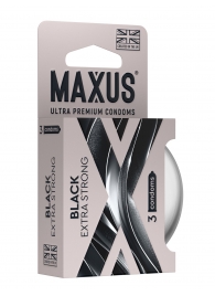 Черные утолщенные презервативы MAXUS Extra Strong с железным кейсом - 3 шт. - Maxus - купить с доставкой в Липецке
