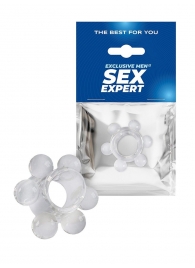 Прозрачное эрекционное кольцо с 6 стимулирующими шариками - Sex Expert - в Липецке купить с доставкой