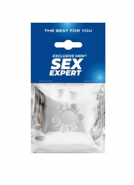 Прозрачное эрекционное кольцо с шариками и шипами - Sex Expert - в Липецке купить с доставкой