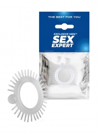 Эластичное эрекционное кольцо с шипиками и шариком - Sex Expert - в Липецке купить с доставкой