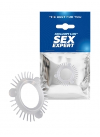 Эластичное эрекционное кольцо с 3 шариками и шипами - Sex Expert - в Липецке купить с доставкой
