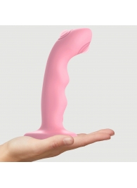 Розовая насадка-стимулятор Strap-On-Me Tapping Dildo Wave - Strap-on-me - купить с доставкой в Липецке