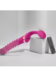 Ярко-розовый безремневой страпон Multi Orgasm Bendable Strap-On size XL с клиторальной стимуляцией - Strap-on-me - купить с доставкой в Липецке