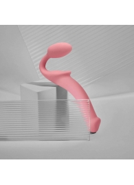 Розовый безремневой страпон Strap-on-me Semi-Realistic Bendable Strap-On size L - Strap-on-me - купить с доставкой в Липецке