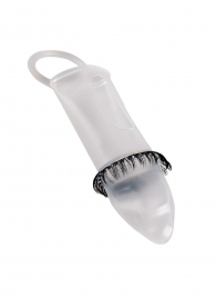 Закрытая насадка на пенис с подхватом мошонки и стимулирующими «ресничками» - Sextaz - в Липецке купить с доставкой