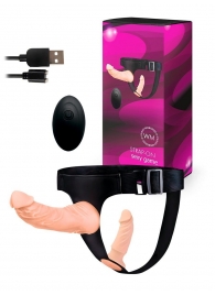 Женский страпон с 2 насадками, вибрацией и пультом ДУ - Erowoman-Eroman - купить с доставкой в Липецке