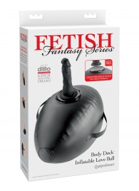 Черный надувной мяч с платформой для фиксации дилдо Body Dock Inflatable Love Ball - Pipedream - купить с доставкой в Липецке