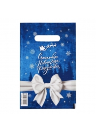 Сине-белый подарочный новогодний пакет с вырубной ручкой (20х30 см) - Сима-Ленд - купить с доставкой в Липецке
