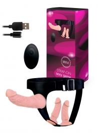 Женский страпон с 3 насадками и вибрацией - Erowoman-Eroman - купить с доставкой в Липецке