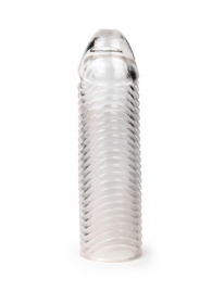 Прозрачная закрытая насадка на пенис с ребрышками - 16 см. - Sex Expert - в Липецке купить с доставкой