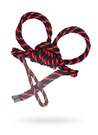 Черно-красные наручники-оковы ’’Узел-омега’’ из хлопковой веревки - Pecado - купить с доставкой в Липецке