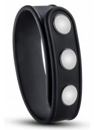 Черное эрекционное кольцо на кнопках - Blush Novelties - в Липецке купить с доставкой