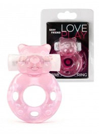 Розовое эрекционное виброкольцо в форме мишки - 1137 - в Липецке купить с доставкой