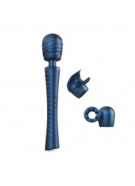 Синий вибромассажёр с насадками Man.wand Edgy - Manwan - в Липецке купить с доставкой