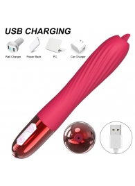 Розовый вибратор с функцией нагрева и подвижным язычком - 18 см. - Boys of Toys