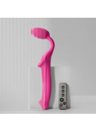 Ярко-розовый безремневой страпон Strap-on-me Vibrating Bendable Strap-On size M - Strap-on-me - купить с доставкой в Липецке