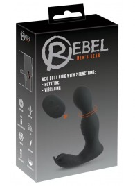 Черная анальная пробка с вибрацией, вращением и пультом ДУ RC Butt Plug with 2 Functions - Orion - в Липецке купить с доставкой