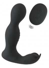 Черная анальная пробка с вибрацией, вращением и пультом ДУ RC Butt Plug with 2 Functions - Orion - в Липецке купить с доставкой