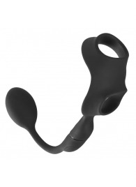 Черное виброкольцо с анальной пробкой Cock Ring with RC Butt Plug - Orion - в Липецке купить с доставкой