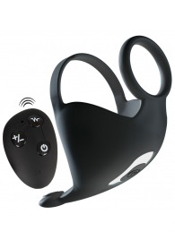 Черная вибронасадка для эрекции и стимуляции мошонки Cock ring with RC ball massager - Orion - в Липецке купить с доставкой