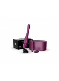 Фиолетовая секс-машина с функцией нагрева, насадками и присоской Sesh - Zalo - купить с доставкой в Липецке