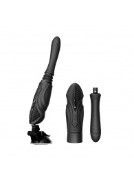 Черная секс-машина с функцией нагрева, насадками и присоской Sesh - Zalo - купить с доставкой в Липецке