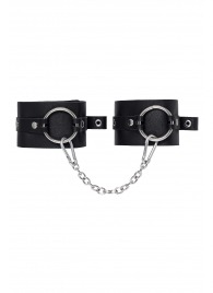 Черные оковы из толстой кожи с люверсами - Pecado - купить с доставкой в Липецке