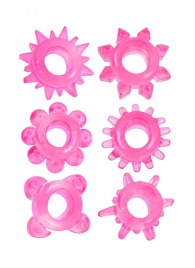 Набор из 6 розовых эрекционных колец с различным рельефом - Erowoman-Eroman - в Липецке купить с доставкой