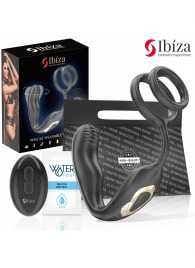 Черная анальная пробка с вращением и эрекционными кольцами - Ibiza - в Липецке купить с доставкой