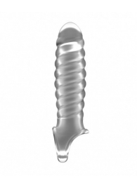 Прозрачная ребристая насадка Stretchy Penis Extension No.32 - Shots Media BV - в Липецке купить с доставкой