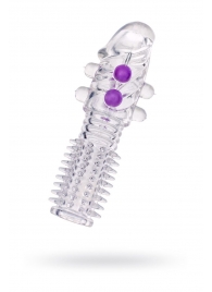 Гелевая прозрачная насадка с шариками и шипами - 14 см. - Toyfa Basic - в Липецке купить с доставкой