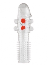 Гелевая прозрачная насадка с шариками и шипами - 14 см. - Toyfa Basic - в Липецке купить с доставкой