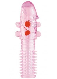 Гелевая розовая насадка с шариками и шипами - 14 см. - ToyFa - в Липецке купить с доставкой