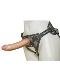 Насадка-фаллоимитатор на кожаных трусиках Harness Ultra Realistic 7  - 18 см. - LOVETOY (А-Полимер) - купить с доставкой в Липецке