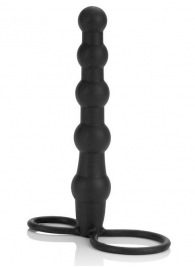 Насадка на пенис для двойного проникновения Silicone Beaded Double Rider - 14 см. - California Exotic Novelties - в Липецке купить с доставкой