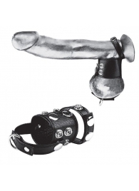 Утяжка на пенис и мошонку Cock Ring With 1.5  Ball Stretcher And Optional Weight Ring - BlueLine - купить с доставкой в Липецке