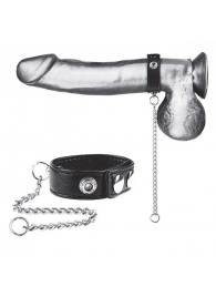 Утяжка на пенис с поводком Snap Cock Ring With 12  Leash - BlueLine - купить с доставкой в Липецке